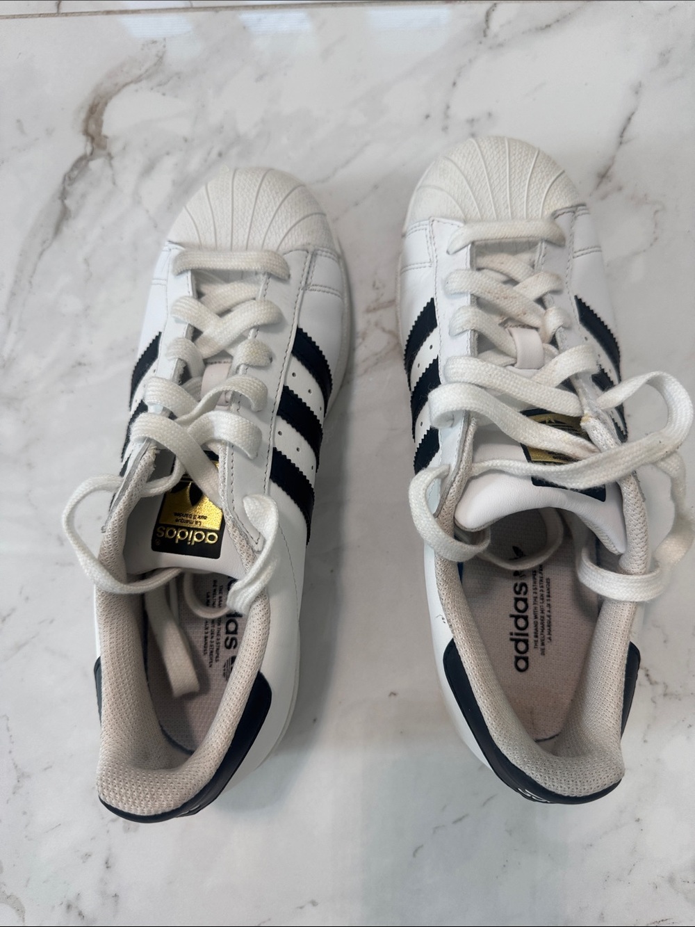 adidas White Sneakers with Black Stripes